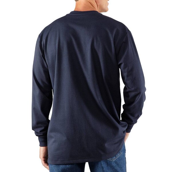 Carhartt FR FORCE Cotton Long-Sleeve Loose Fit Henley in Dark Navy